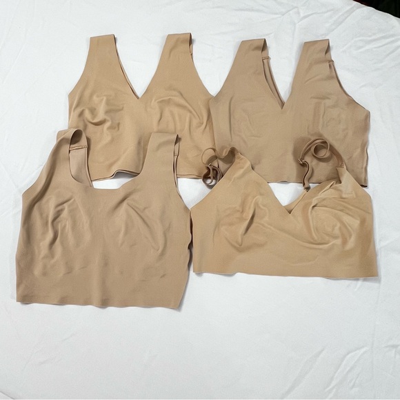 Lot of 4 True & Co True Body M Wireless Bra Plunge Scoop Nude No Pads - Picture 2 of 9